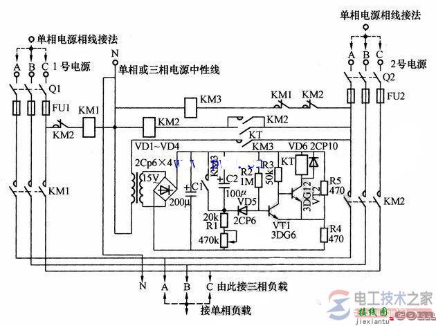 双路三相备用电源自投电路组成与工作原理图  第1张