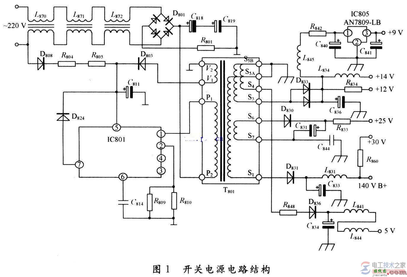 松下彩电开关电源的电路原理图  第1张