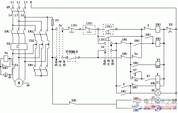 电动机自耦降压起动电气控制原理图如何设计？  第1张