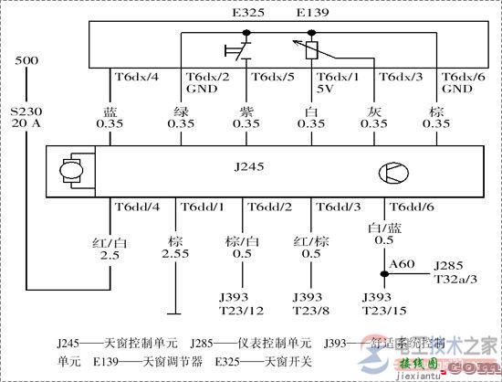 【图】帕萨特天窗电路原理图与常见故障排除方法  第1张