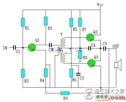 otl功率放大器电路原理图(B类SEPP.OTL电路)  第3张