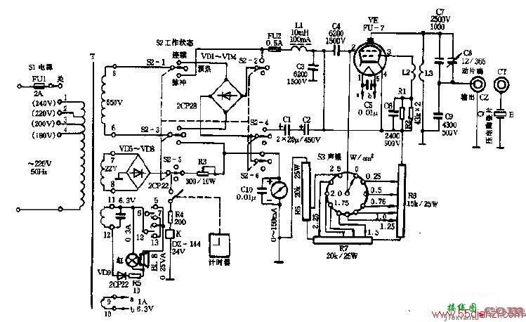 75-2型超声波治疗机电路图  第1张