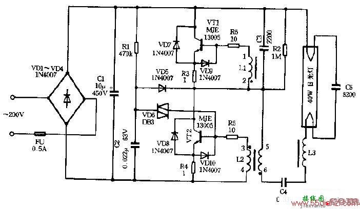 海图牌DZB-40电子镇流器电路图  第1张