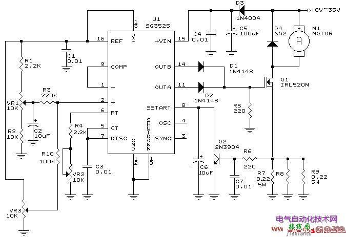 采用SG3525的直流电机驱动电路图  第1张