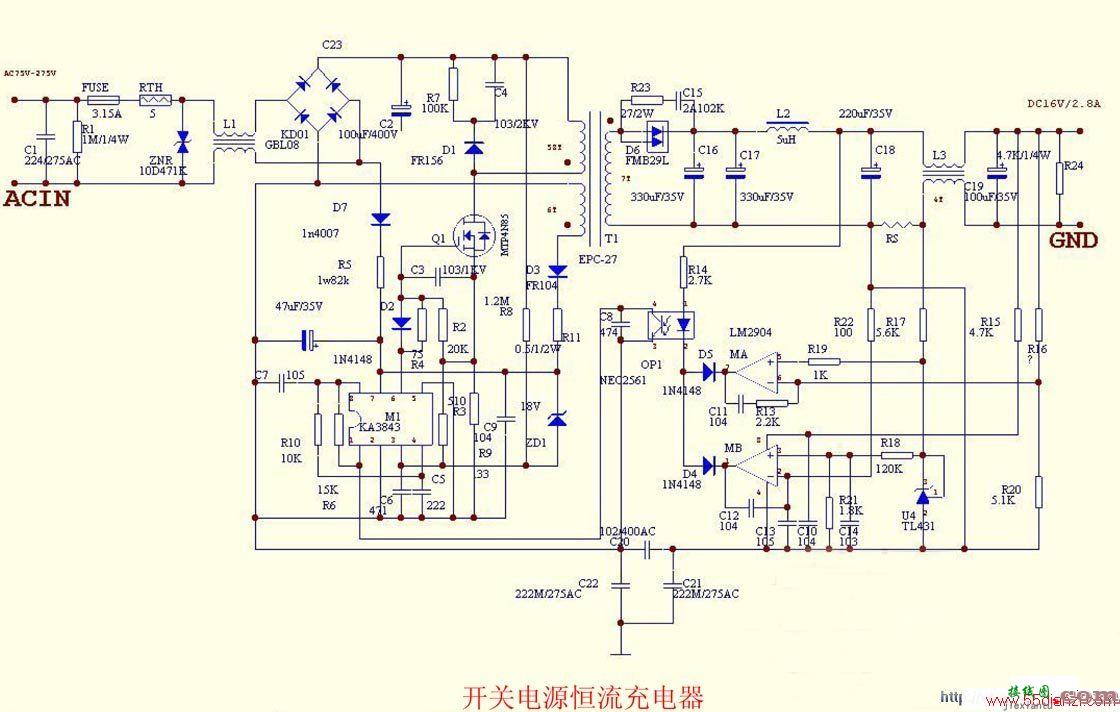 开关电源恒流充电器电路图  第1张