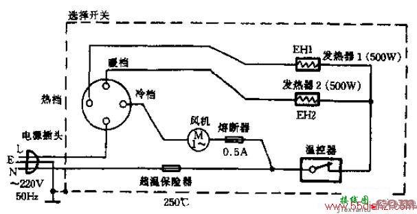 千叶牌FH-1000Z冷暖风机电路图  第1张