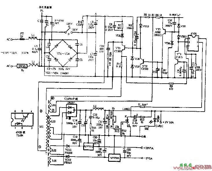 WY-282S大型游戏机电源盒电路图  第1张