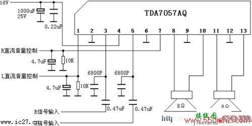 TDA7057伴音功放应用电路图  第1张