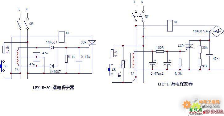 两个漏电保安器的电路图  第1张