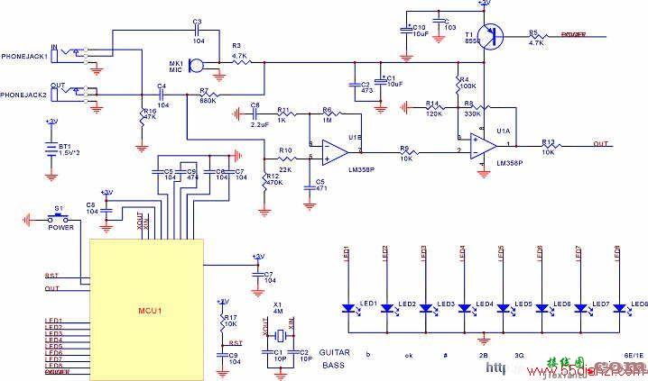 吉他跟贝司校音器电路图  第1张