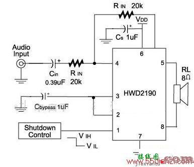 由HWD2190构成胡功放电路图  第1张