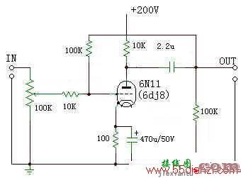 6N11((6DJ8)单管前级电路图  第1张