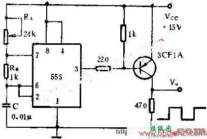 时基集成电路555组成高驱动高频晶闸管的方波发生器电路图  第1张