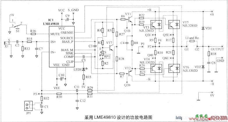 采用LME49810设计的功放电路图  第1张