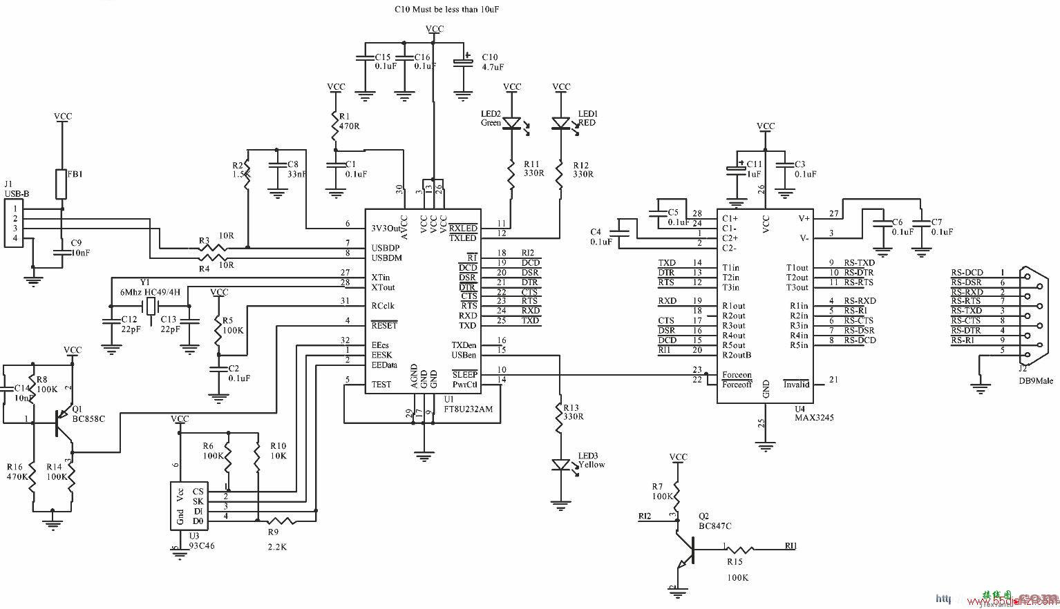 USB转串口电路图  第1张
