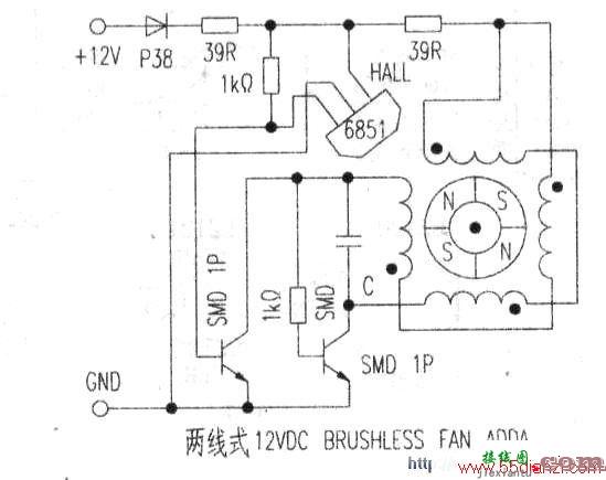 小型直流轴流风机内部电路图  第1张