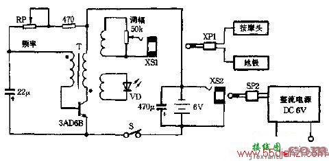 JP型电脉冲皮部治疗仪电路图  第1张