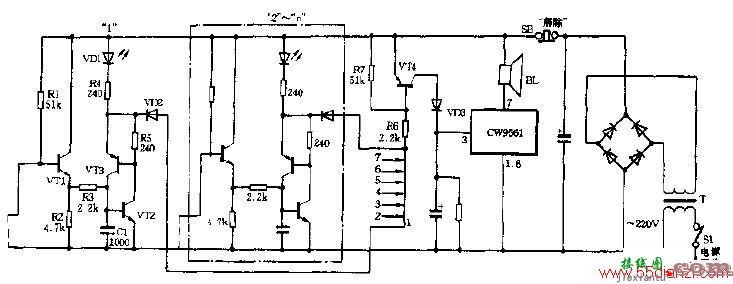 多路电子报警器电路图  第1张