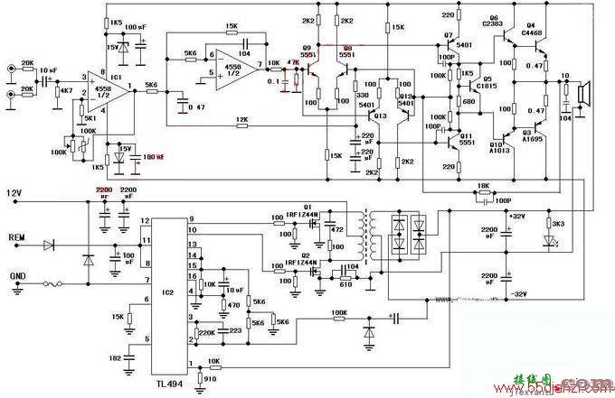 由TL494构成的低音炮电路图  第2张