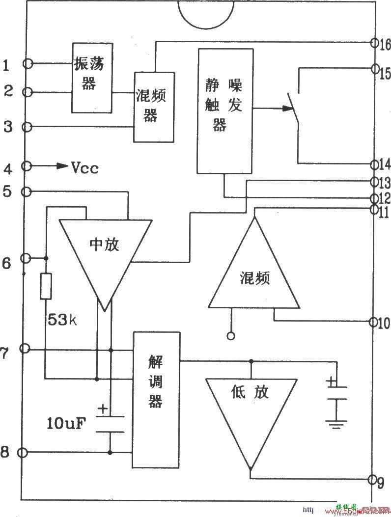 由MC3372和MC341196D构成的45MHz窄带无线电接收电路图  第2张