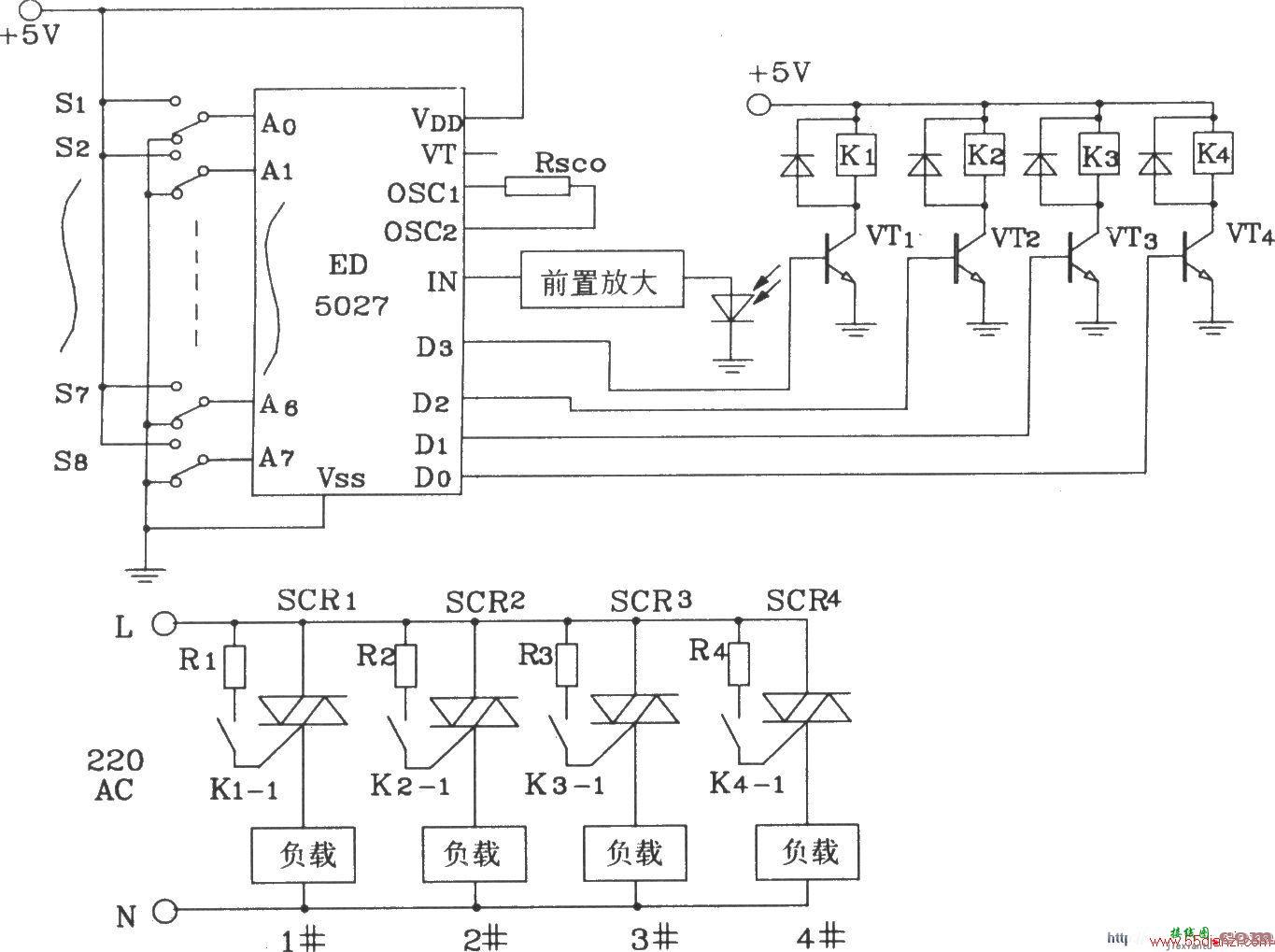 ED5026/5027构成红外遥控编码、译码电路图  第4张