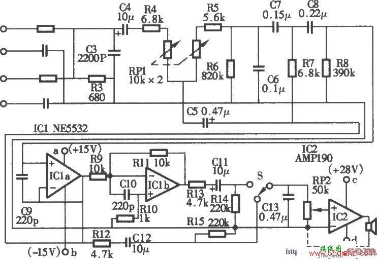 有重低音的有源音箱电路图  第1张