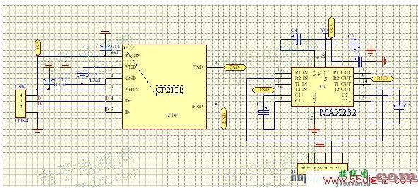 使用CP2101的USB转串口电路图  第1张