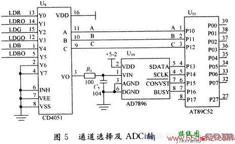 用CD4051和AD7896组成的ADC转换电路图  第1张