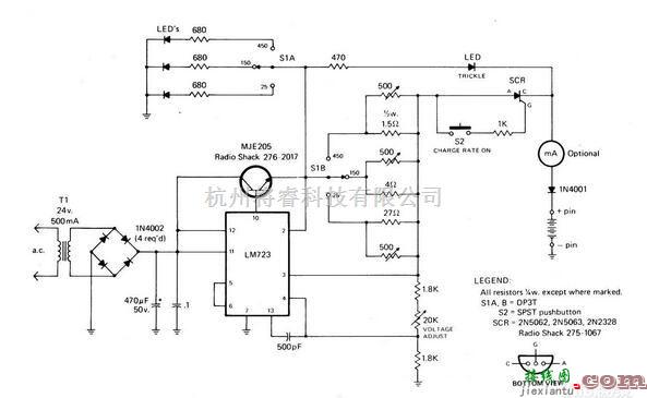 充电电路中的ICOM IC-2A快速电池充电器电路图  第1张