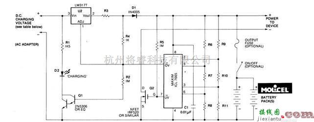 充电电路中的锂电池充电器电路图  第1张