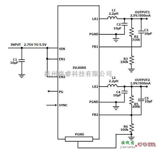 电源电路中的基于ISL8088高效2.25MHz降压电源电路设计  第1张