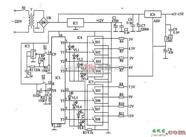 稳压电源中的稳压电源电路图：数控直流稳压电源  第1张