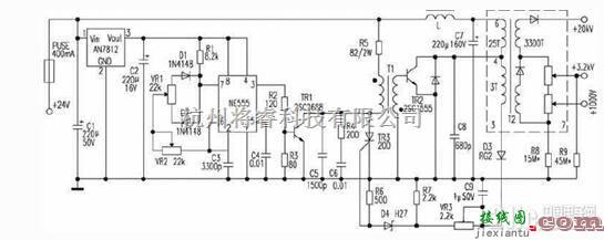 电源电路中的24V供电纯情平显示器高压电源电路图  第1张