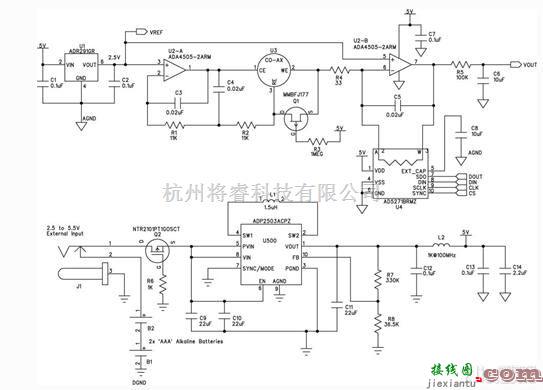 仪表放大器中的一款便携式气体探测器电路图  第1张