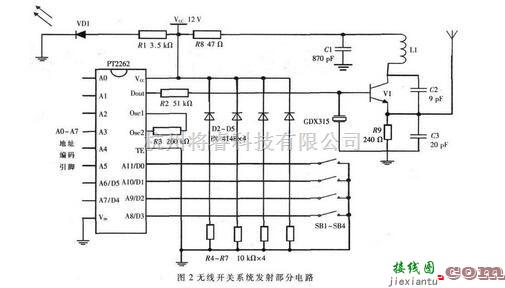 遥控电路中的智能家居照明控制开关发射与接收电路模块电路图  第1张