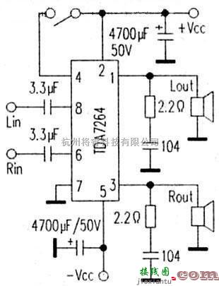 基础电路中的TDA7264功放电路图  第1张