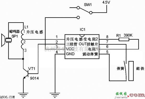 磁场、电场传感器中的门磁报警器制作原理电路图  第1张