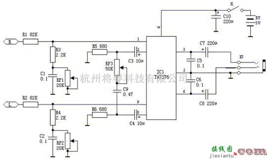 耳机放大中的广场效果级耳机放大器设计电路  第1张