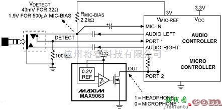 音频电路中的适于耳机检测的比较器电路图  第1张