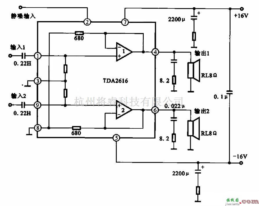 音频电路中的双声道高保真功率放大集成电路  第1张