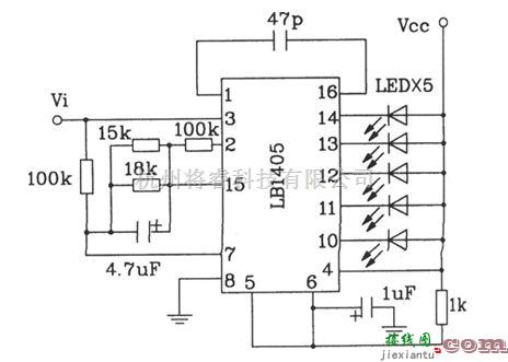 LED电路中的五位LED电平指示驱动集成电路典型电路  第1张