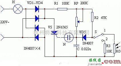 光敏电阻中的光敏自动调光台灯设计电路图  第1张