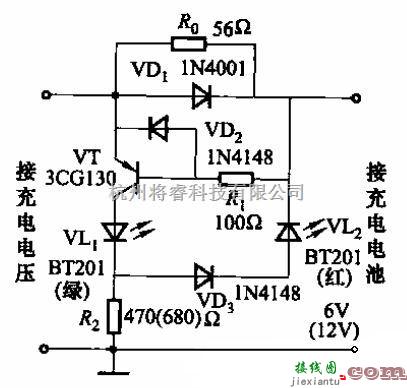 电源电路中的蓄电池充电状态指示电路  第1张