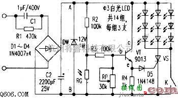 LED电路中的一款自制光控LED照明灯电路图  第1张