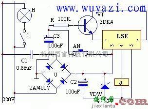 定时控制中的延时关灯器的原理电路图  第1张