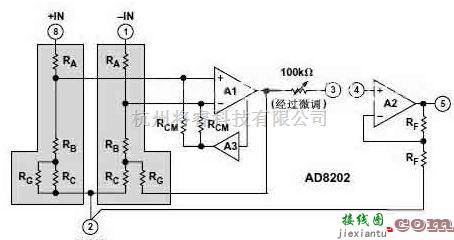 滤波器电路中的AD8202的两级系统结构应用电路图  第1张