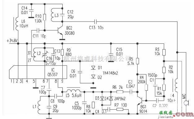 Q5337的无线调频话筒制作电路图  第1张