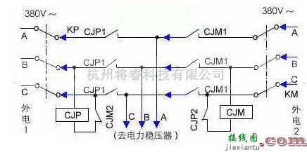 稳压电源中的两路供电系统自动转换供电系统电路图  第1张