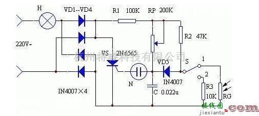 光敏电阻中的基于光敏电阻的亮度自动调节台灯电路图  第1张