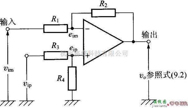 基础电路中的高输进阻抗三运放差动放大电路图  第1张